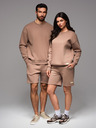 Ombre Clothing Unisex trenirka kratke hlače z rebrasto pasnico - rjave V16 OU-SRBC-0101 Ombre Clothing