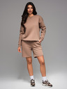 Ombre Clothing Unisex trenirka kratke hlače z rebrasto pasnico - rjave V16 OU-SRBC-0101 Ombre Clothing