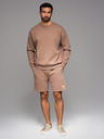 Ombre Clothing Unisex trenirka kratke hlače z rebrasto pasnico - rjave V16 OU-SRBC-0101 Ombre Clothing