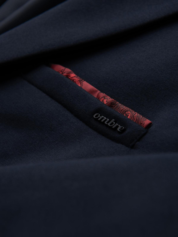 Ombre Clothing Moška pletena jakna v prilegajočem kroju - temno modra V3 OM-BLZB-0100 Ombre Clothing