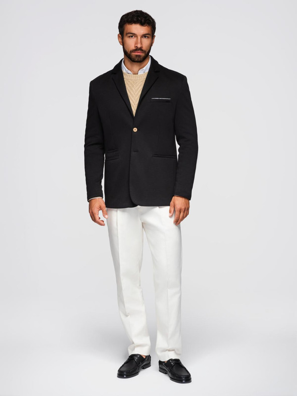 Ombre Clothing Moška pletena jakna v prilegajočem kroju - črna V5 OM-BLZB-0100 Ombre Clothing