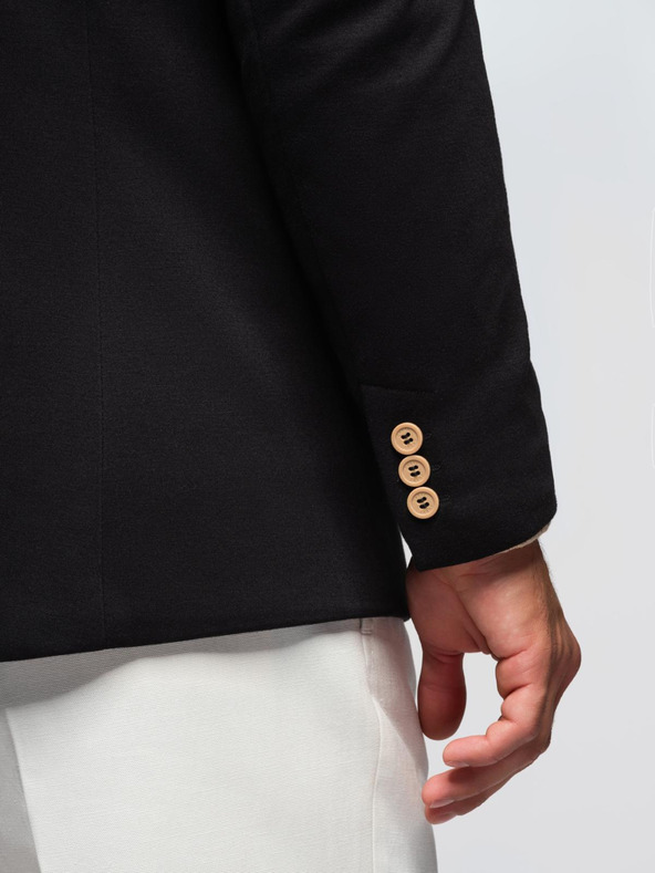 Ombre Clothing Moška pletena jakna v prilegajočem kroju - črna V5 OM-BLZB-0100 Ombre Clothing