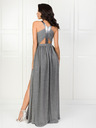 Edoti Ženski maksi obleki na ozkih pasih z vgrajenim izrezom INGI DLR201 - siva EDOTI