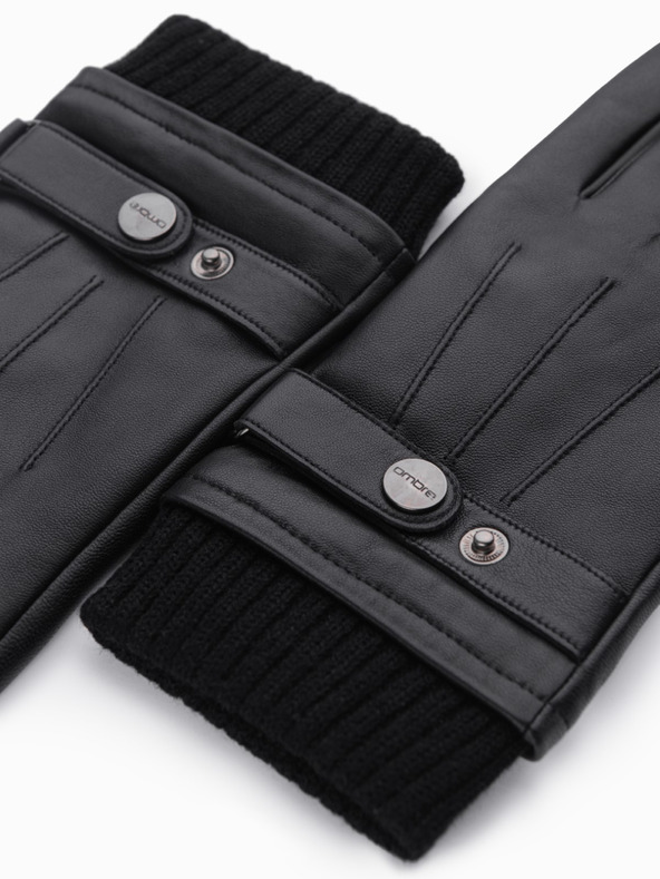 Ombre Clothing Moške usnjene rokavice s funkcijo na dotik - črne V1 OM-ACGL-0128 Ombre Clothing