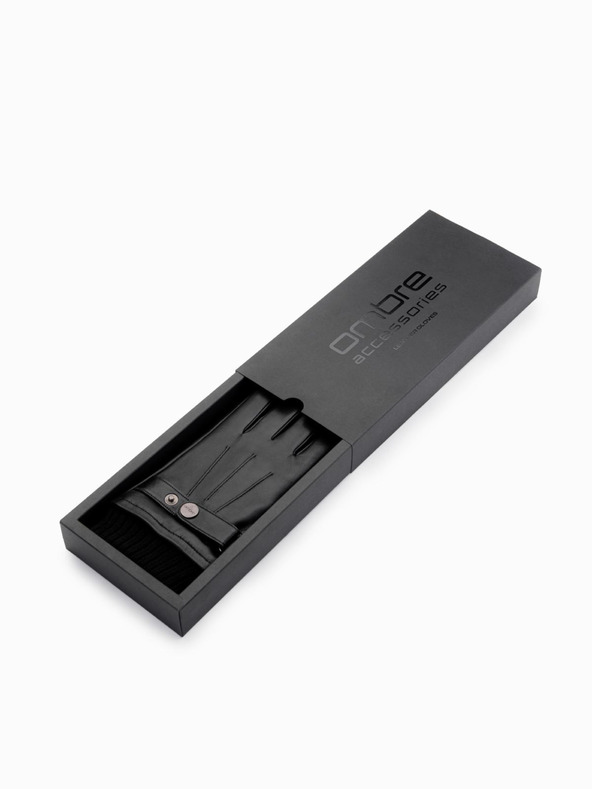 Ombre Clothing Moške usnjene rokavice s funkcijo na dotik - črne V1 OM-ACGL-0128 Ombre Clothing