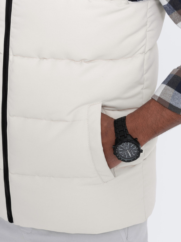 Ombre Clothing Črno-bež moški prešiti telovnik Ombre Clothing