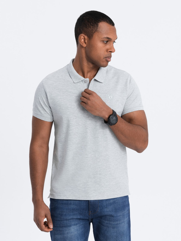 Ombre Clothing Svetlo siva moška osnovna polo majica Ombre Clothing