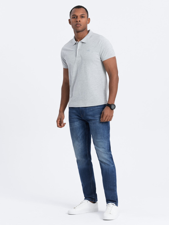 Ombre Clothing Svetlo siva moška osnovna polo majica Ombre Clothing