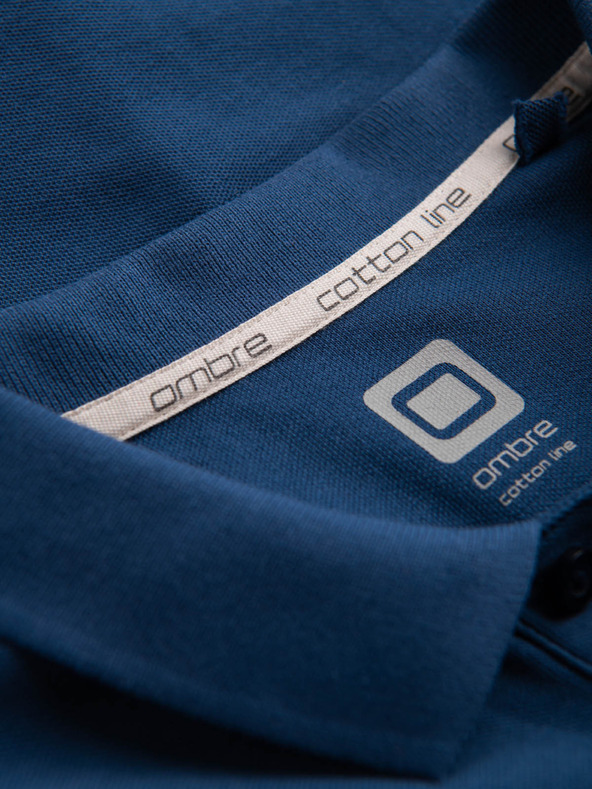 Ombre Clothing Temno modra moška osnovna polo majica Ombre Clothing