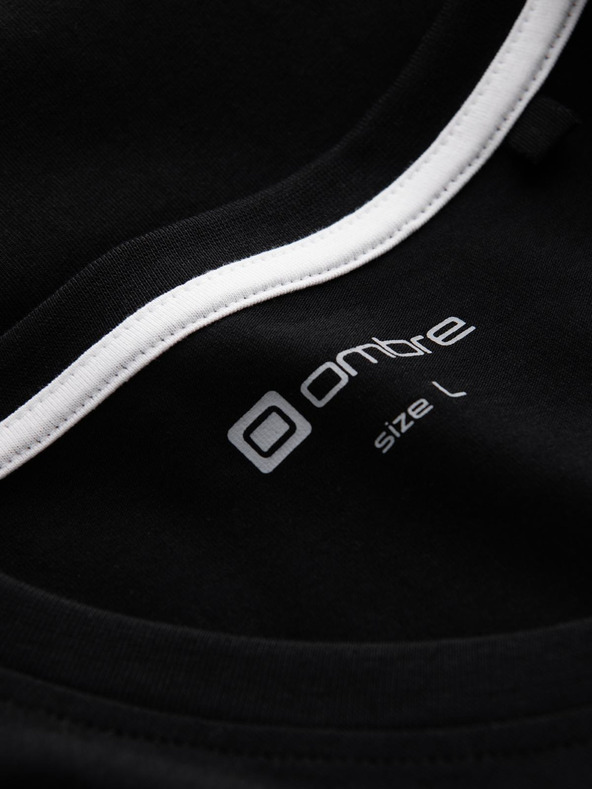 Ombre Clothing Črna moška majica z v-izrezom Ombre Clothing