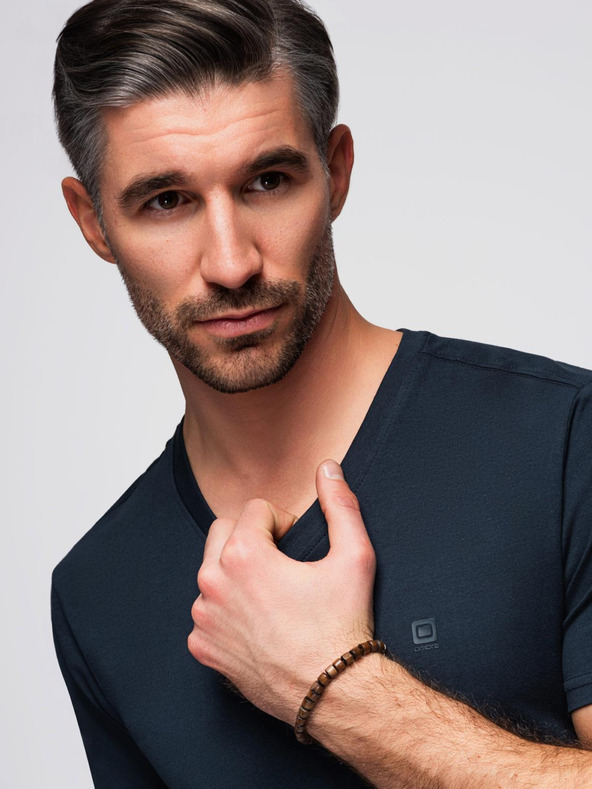 Ombre Clothing Temno modra moška majica z v-izrezom Ombre Clothing