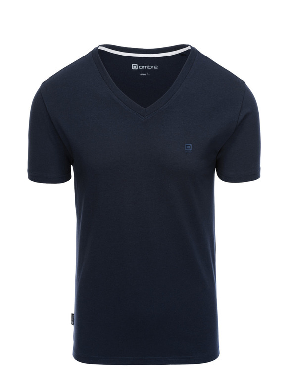 Ombre Clothing Temno modra moška majica z v-izrezom Ombre Clothing