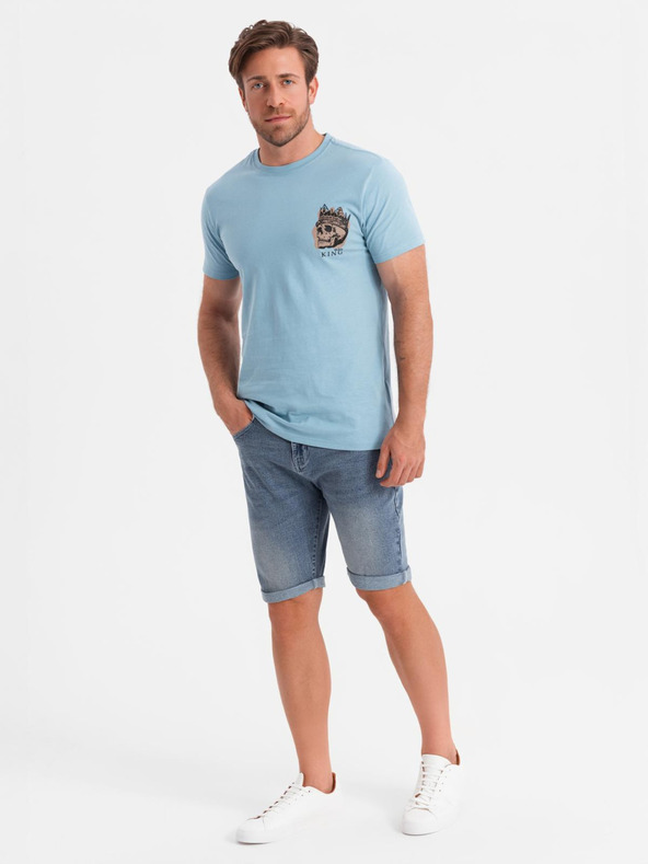 Ombre Clothing Svetlomodra moška majica Ombre oblačila