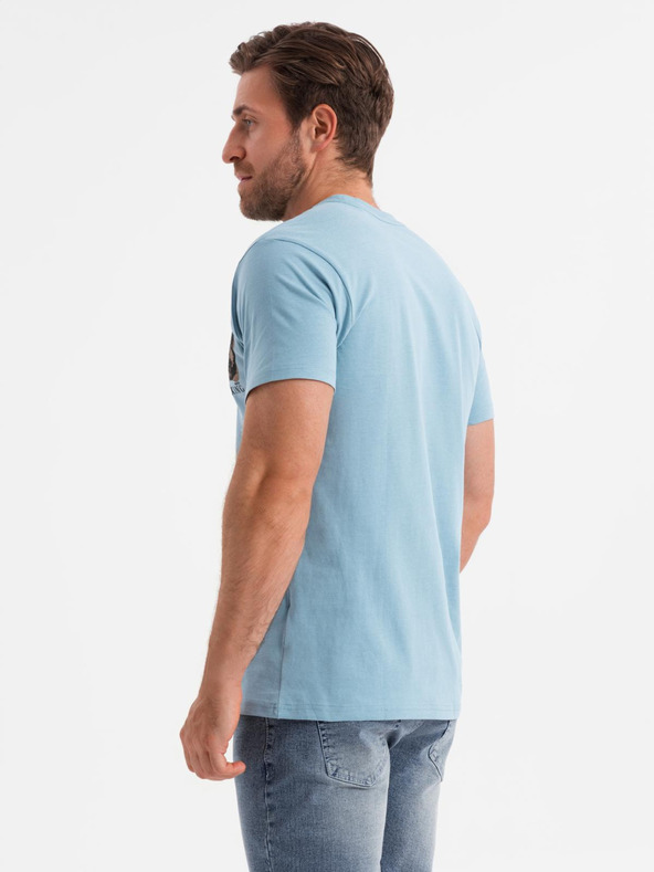Ombre Clothing Svetlomodra moška majica Ombre oblačila