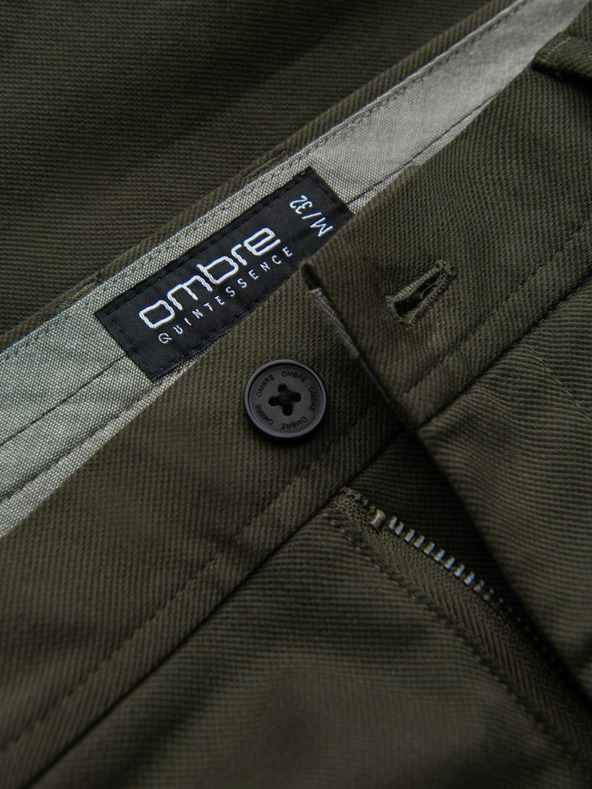 Ombre Clothing Temno zelene moške hlače chino Ombre Clothing