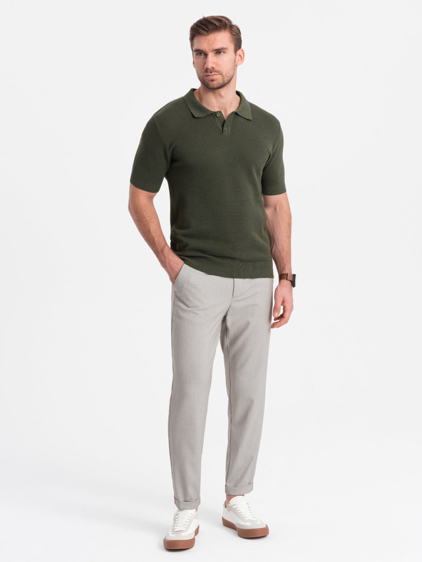Ombre Clothing Svetlo sive moške hlače Chino Ombre Oblačila
