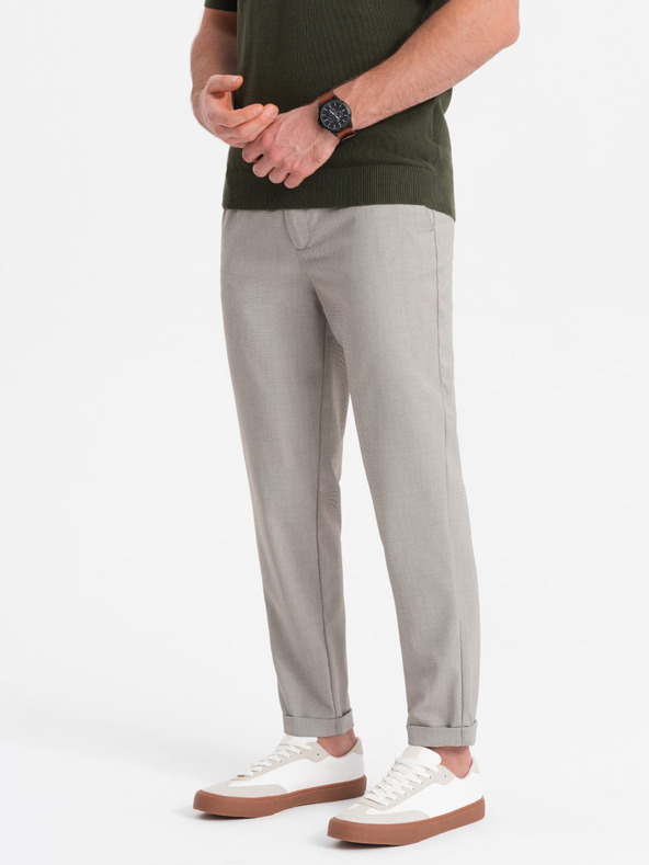 Ombre Clothing Svetlo sive moške hlače Chino Ombre Oblačila