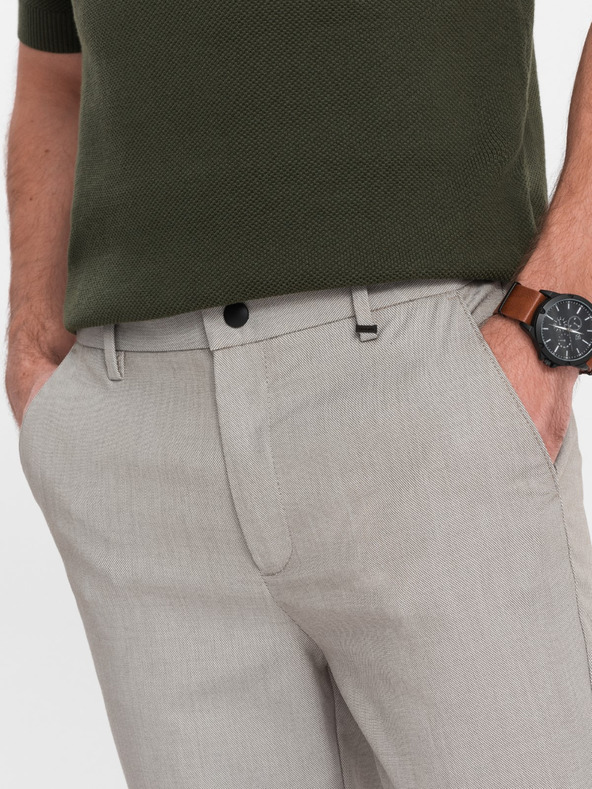 Ombre Clothing Svetlo sive moške hlače Chino Ombre Oblačila