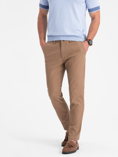 Ombre Clothing Svetlo rjave moške hlače slim fit chino Ombre Clothing
