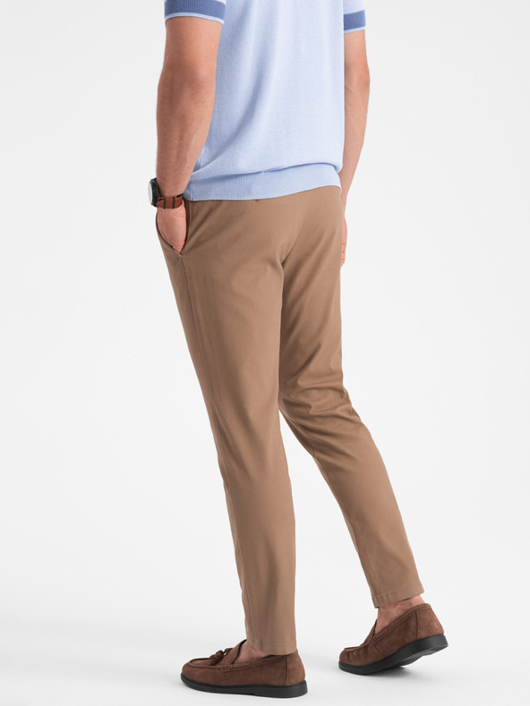 Ombre Clothing Svetlo rjave moške hlače slim fit chino Ombre Clothing