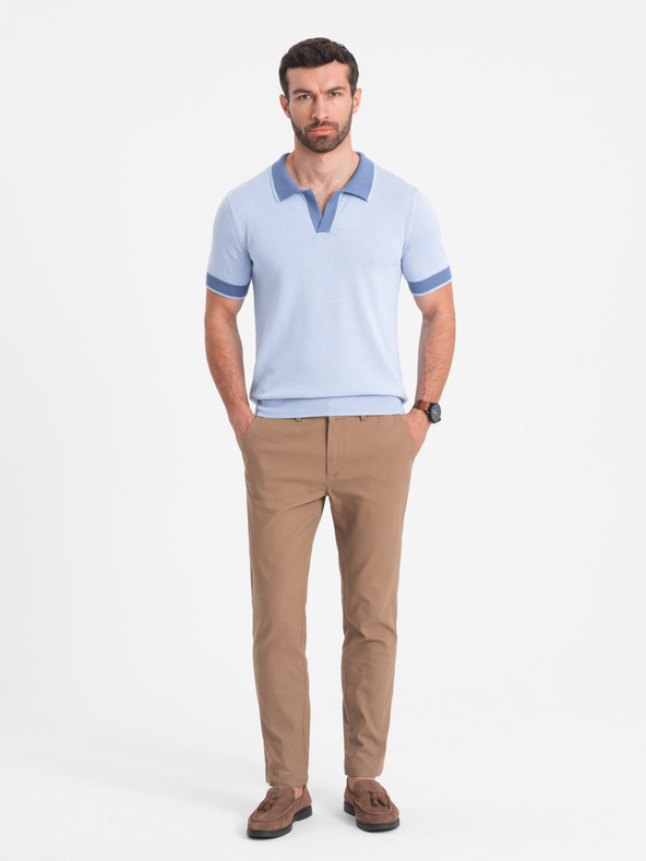 Ombre Clothing Svetlo rjave moške hlače slim fit chino Ombre Clothing
