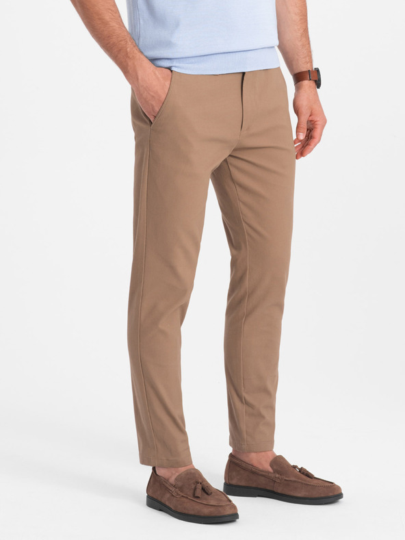 Ombre Clothing Svetlo rjave moške hlače slim fit chino Ombre Clothing