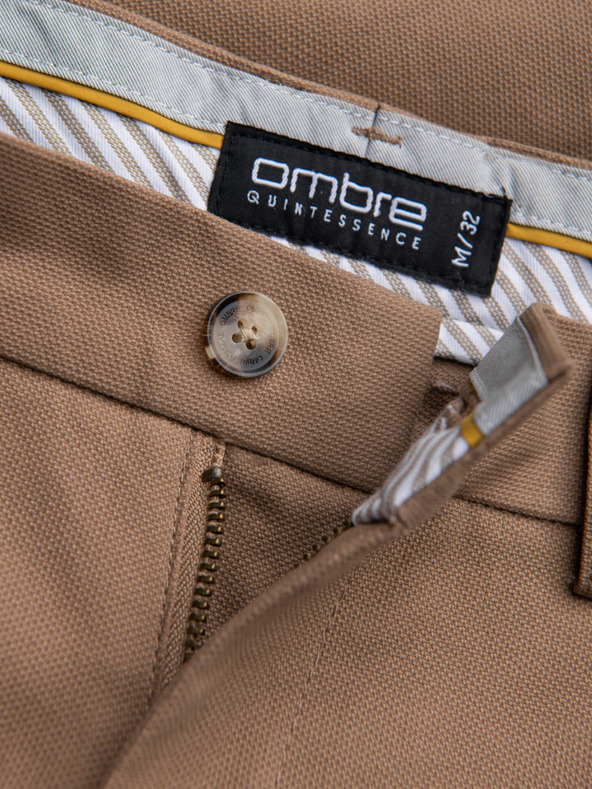 Ombre Clothing Svetlo rjave moške hlače slim fit chino Ombre Clothing