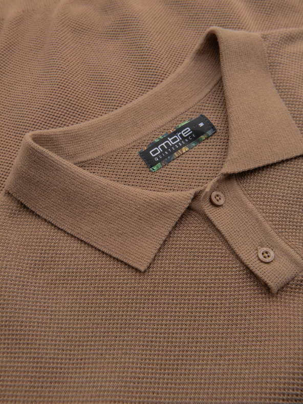 Ombre Clothing Svetlo rjava moška polo majica Ombre oblačila