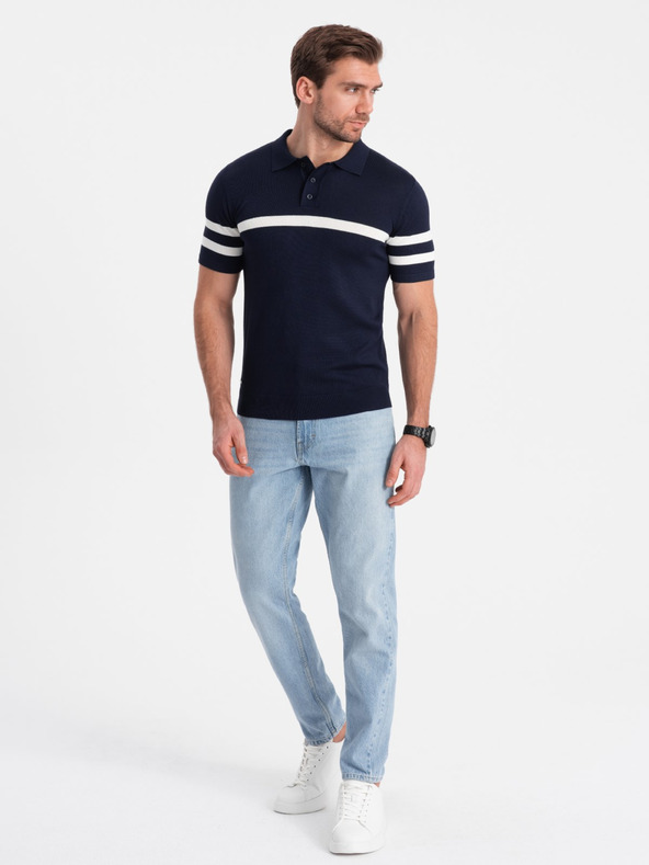 Ombre Clothing Temno modra moška polo majica Ombre Clothing