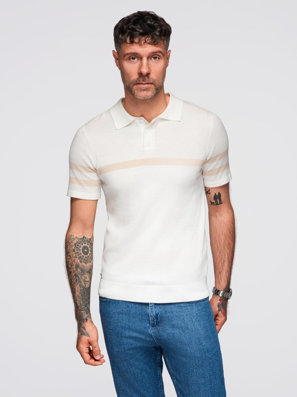 Ombre Clothing Kremasta moška polo majica Ombre Clothing