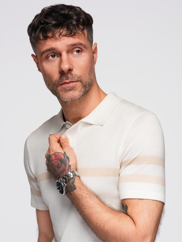 Ombre Clothing Kremasta moška polo majica Ombre Clothing