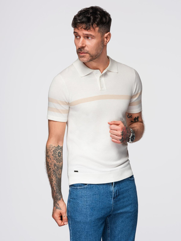 Ombre Clothing Kremasta moška polo majica Ombre Clothing