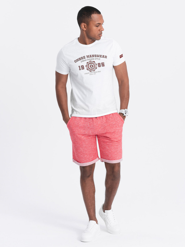 Ombre Clothing Rdeče moške črtaste kratke hlače Ombre Clothing