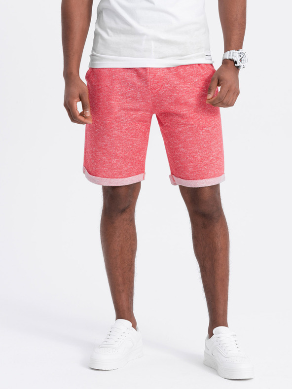 Ombre Clothing Rdeče moške črtaste kratke hlače Ombre Clothing