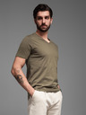 Ombre Clothing Kaki moška osnovna majica z v-izrezom Ombre Clothing