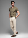 Ombre Clothing Kaki moška osnovna majica z v-izrezom Ombre Clothing