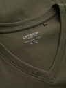 Ombre Clothing Kaki moška osnovna majica z v-izrezom Ombre Clothing
