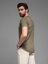Ombre Clothing Kaki moška osnovna majica z v-izrezom Ombre Clothing