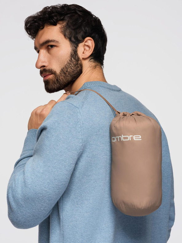 Ombre Clothing Bež moška lahka prešita jakna Ombre Clothing