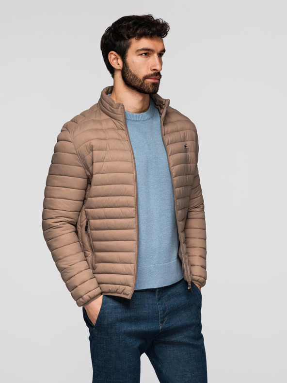 Ombre Clothing Bež moška lahka prešita jakna Ombre Clothing