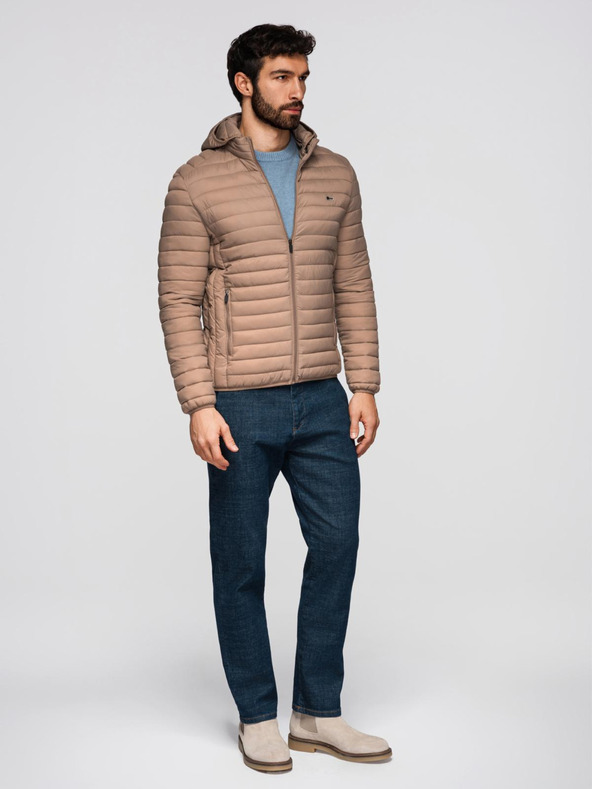 Ombre Clothing Bež moška lahka prešita jakna Ombre Clothing