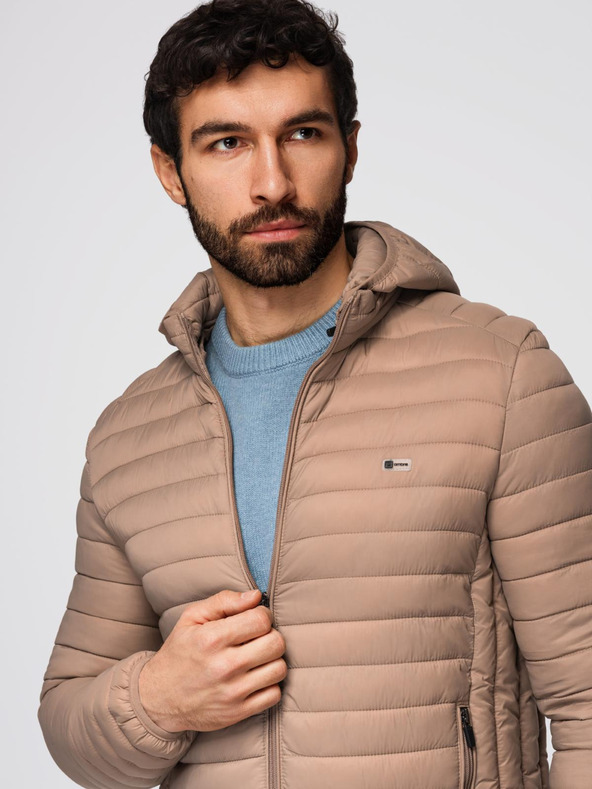 Ombre Clothing Bež moška lahka prešita jakna Ombre Clothing