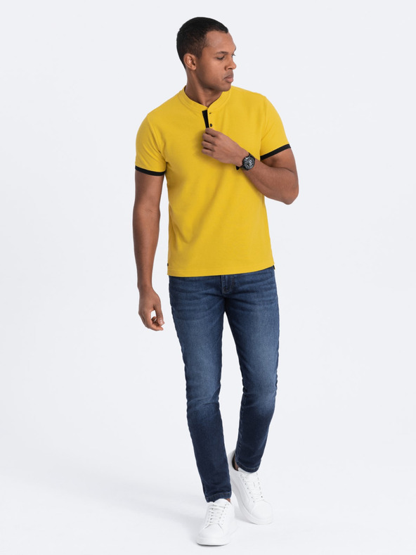 Ombre Clothing Rumena moška polo majica Ombre Clothing