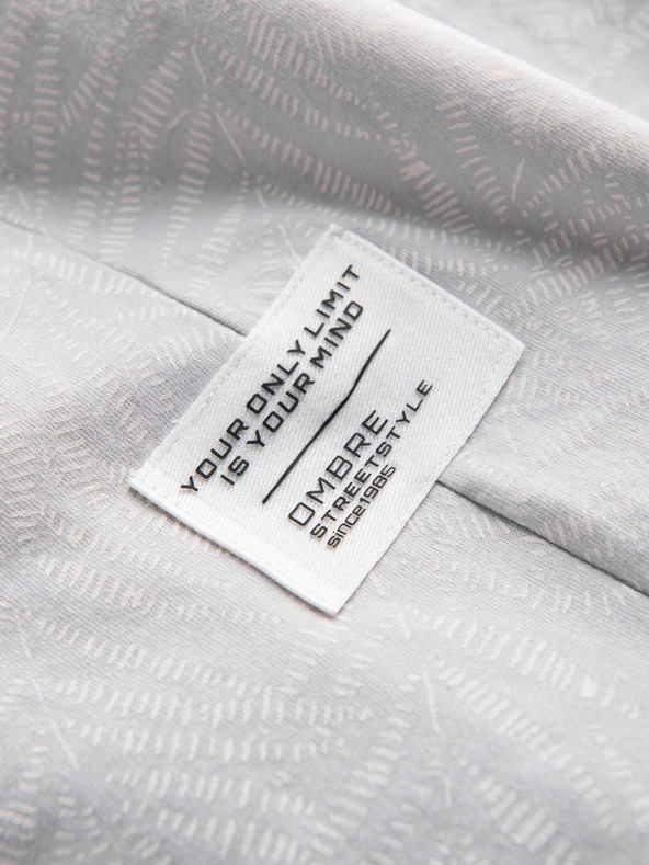 Ombre Clothing Svetlo siva moška vzorčasta majica Ombre Clothing