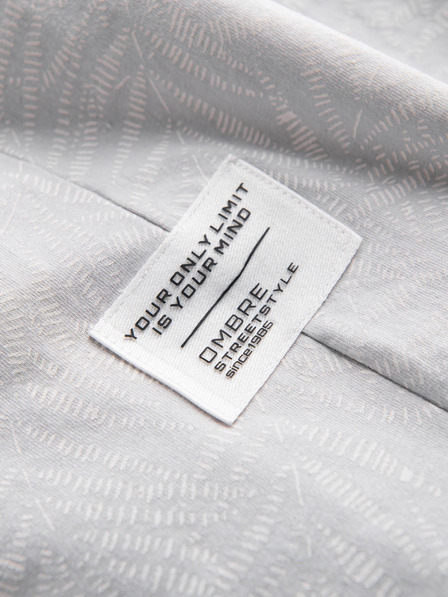 Ombre Clothing Svetlo siva moška vzorčasta majica Ombre Clothing