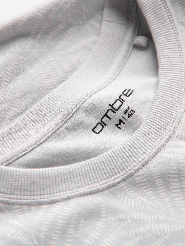 Ombre Clothing Svetlo siva moška vzorčasta majica Ombre Clothing