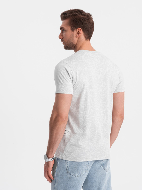 Ombre Clothing Svetlo siva moška vzorčasta majica Ombre Clothing