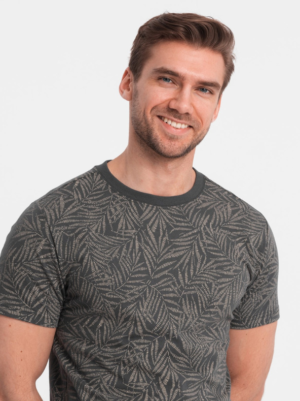 Ombre Clothing Temno siva moška majica z vzorcem Ombre oblačila