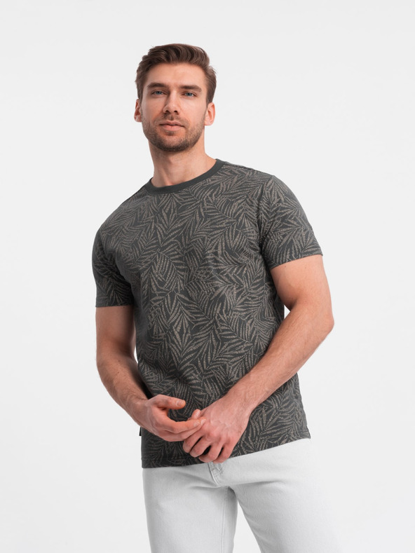 Ombre Clothing Temno siva moška majica z vzorcem Ombre oblačila
