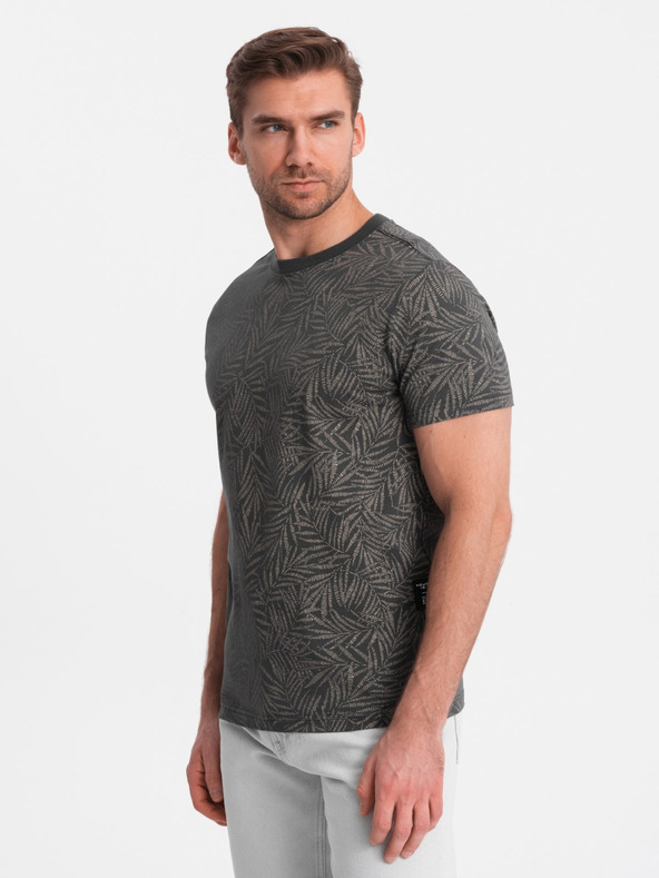 Ombre Clothing Temno siva moška majica z vzorcem Ombre oblačila